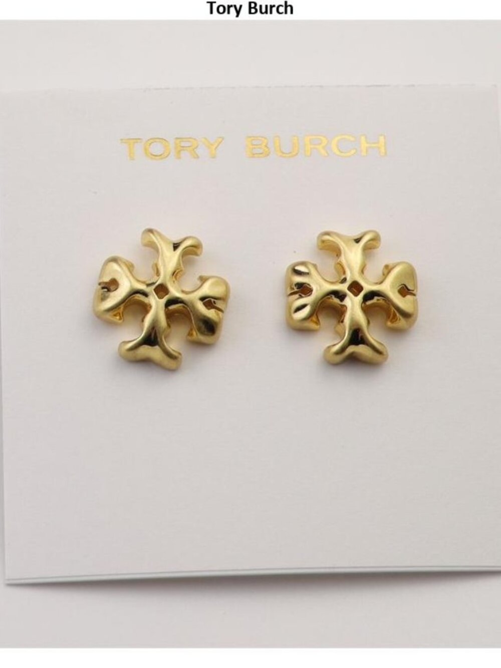 Tory Burch Shiny Gold Logo Studs Bracelet Charms